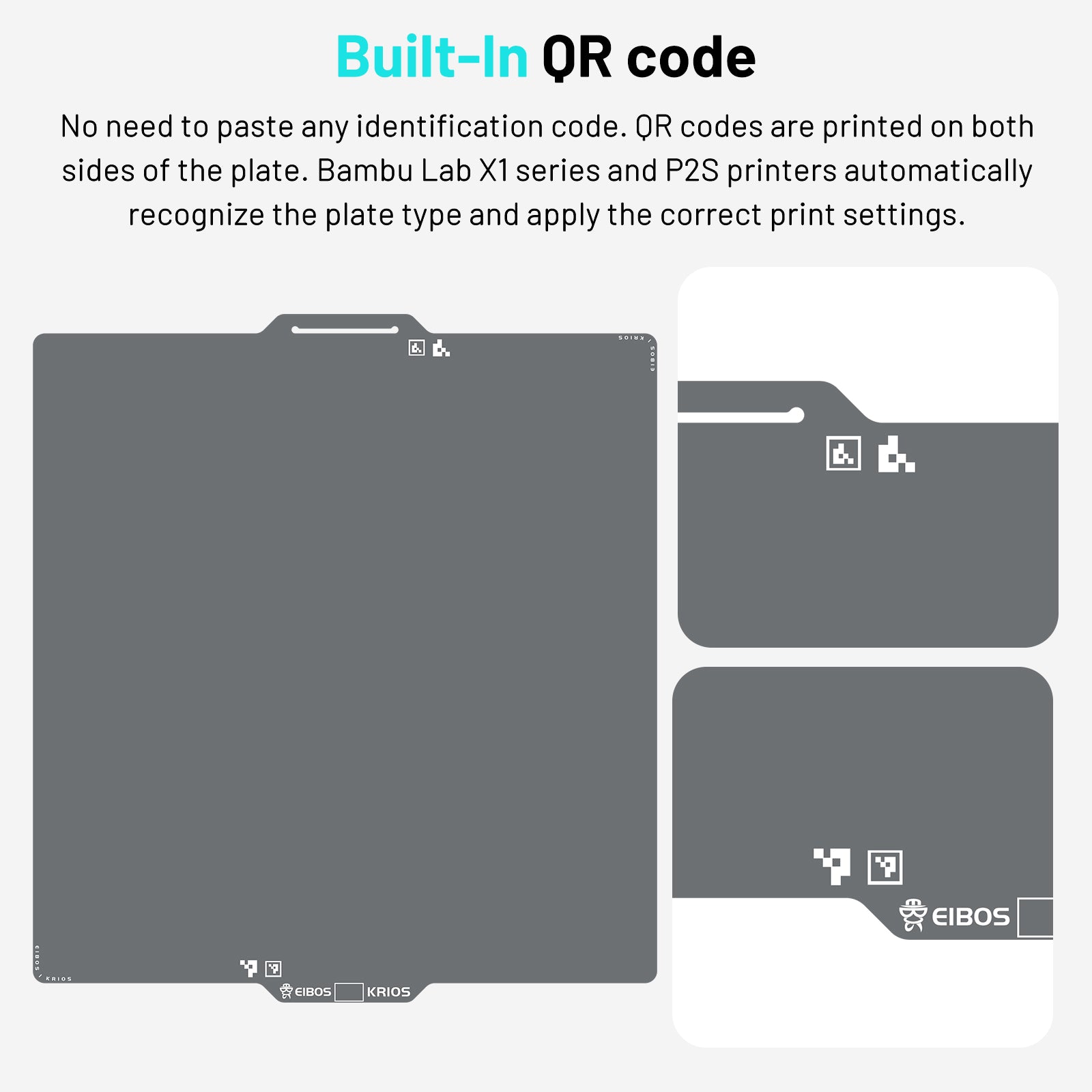 EIBOS Cold Build Plate KRIOS for Bambu X2D/P1S/P1P/P2S/X1C/X1E/A1 mini/A1 &amp; Snapmaker U1 Printers