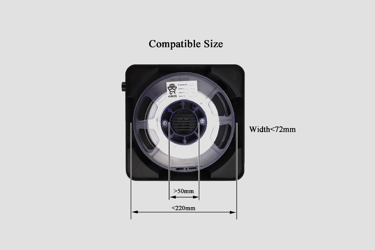 Dimensions of filament dryer Easdry, using a variety of materials